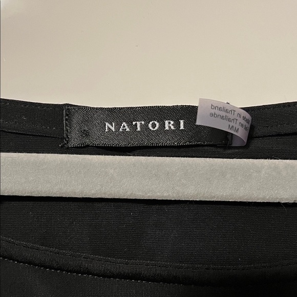 Natori NWOT Black Swim Coverup Dress Side Ruching Stretch, Size M - Picture 2 of 9